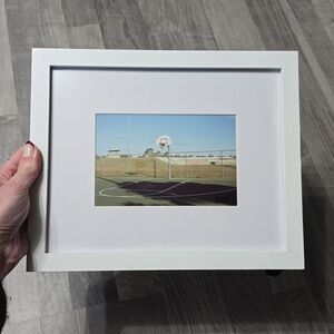 Vintage White Framed Basketball Court Film Photo Print